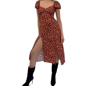 French Connection Puff Sleeve Midi Dress